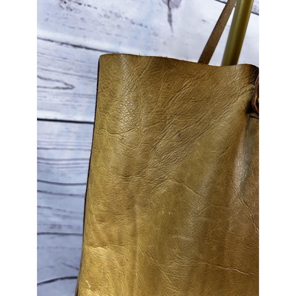 Madewell Tan Leather Large Tote Bag Minimalist Shopper Shoulder Purse - Picture 6 of 9